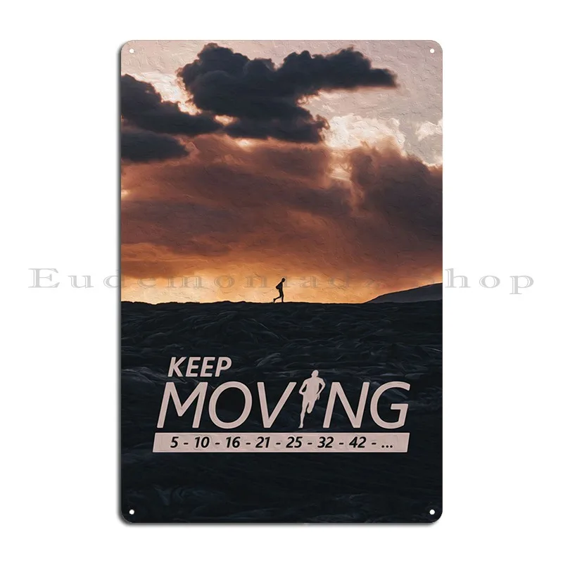 Keep Moving Metal Sign Wall Decor Designer Retro Kitchen Garage Tin Sign Poster