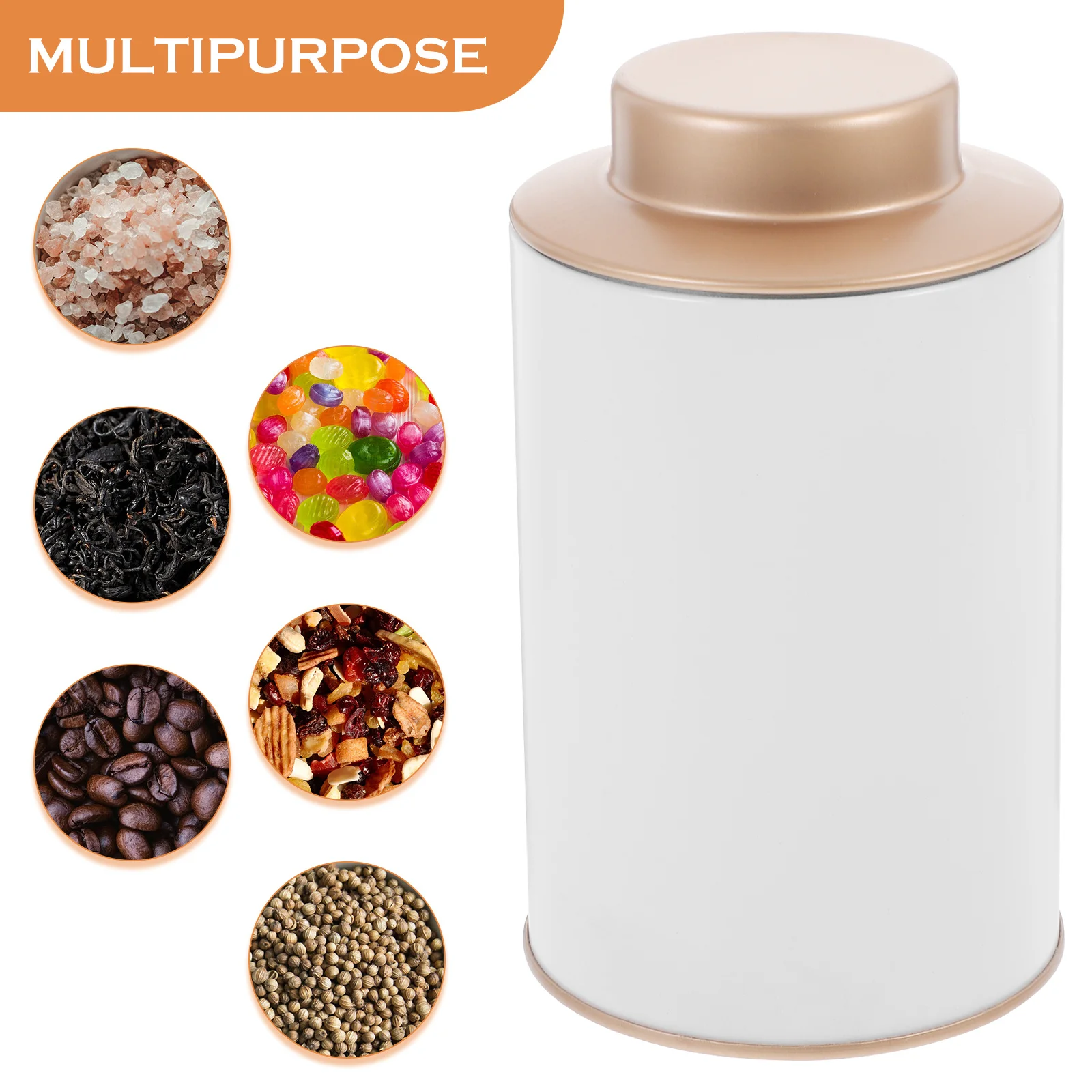 

Multipurpose Tinplate Canister Airtight Seal Easy Clean Use Practical Kitchen Storage Tea Coffee Bean Tea Canisters