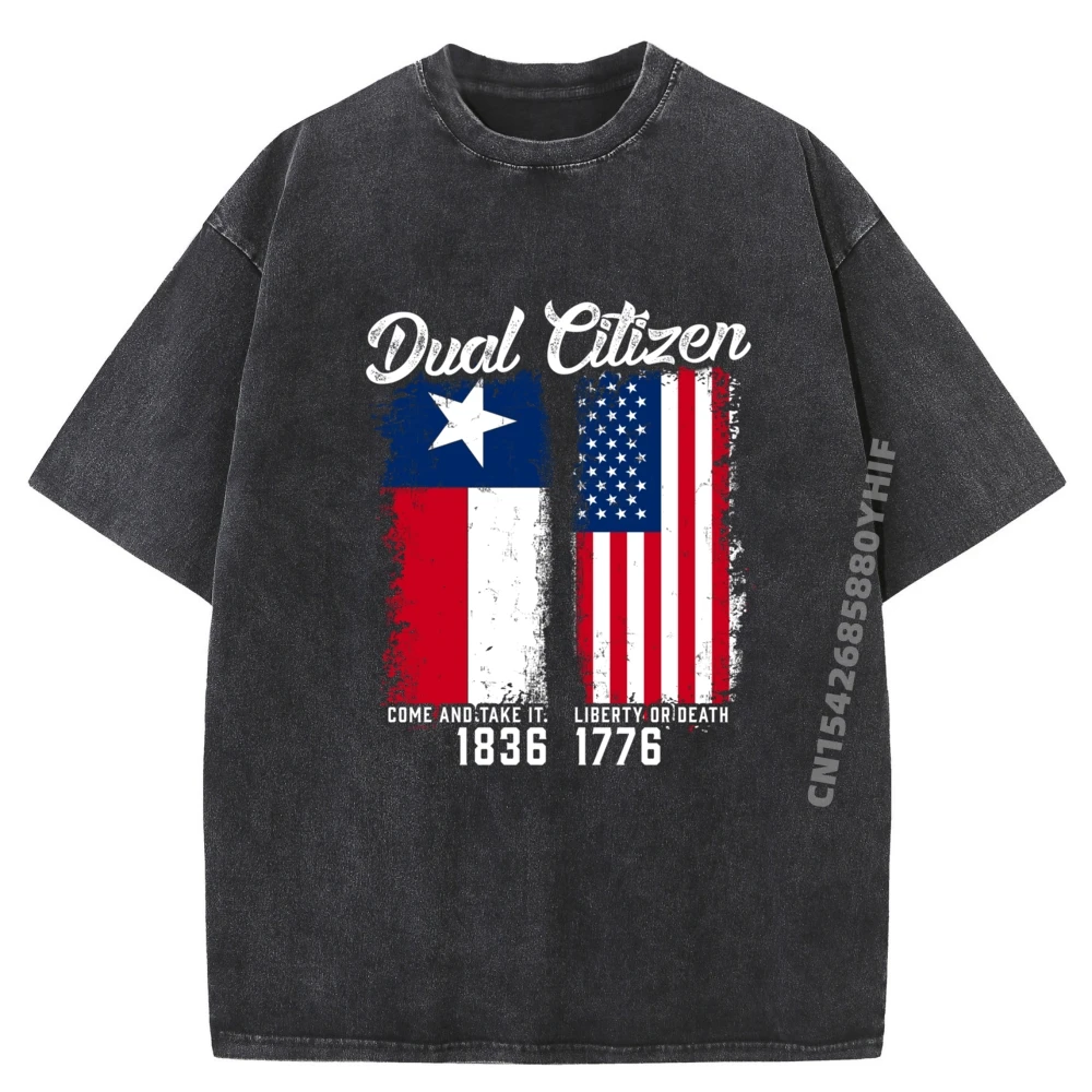 

True Texan Dual Citizen Love Tops Tees Hip Hop Minimalist Funny Washed Shirt Comfortable Men's Tshirts Printed On T Shirt