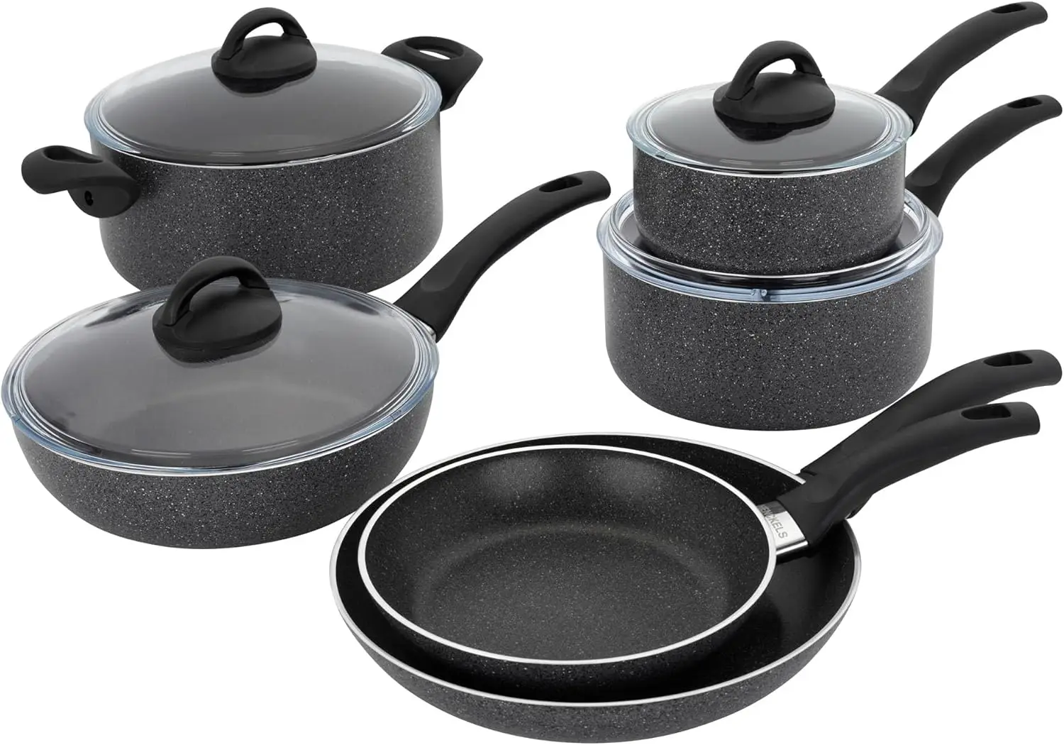 Henckels Everlift Granite 10-Piece Nonstick Cookware Set, Made In Italy, Durable 3-Layer Granite-Hued Nonstick Coating From