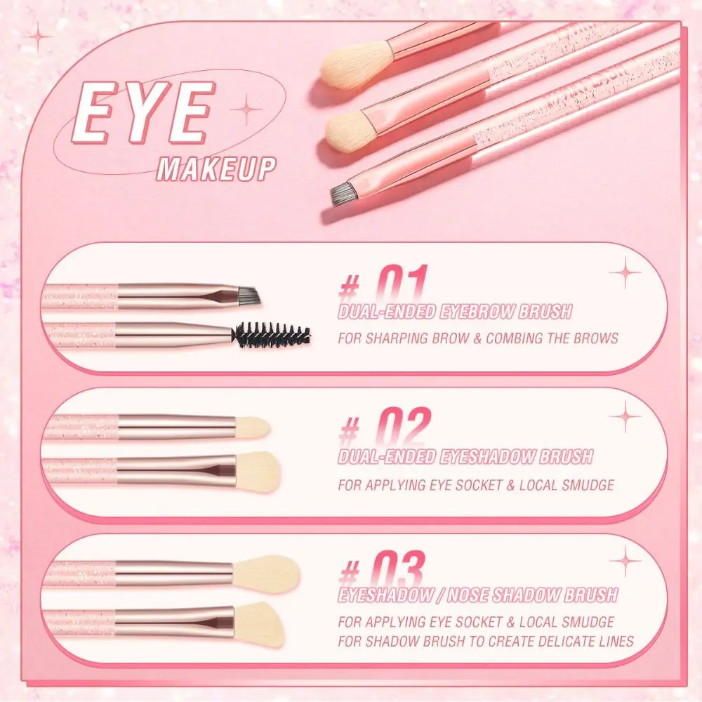 Pink Sparkling Multi-functional Makeup Brushes Foundation Blush Eyeshadow Liner Powder Blending Brush Face Makeup Tools