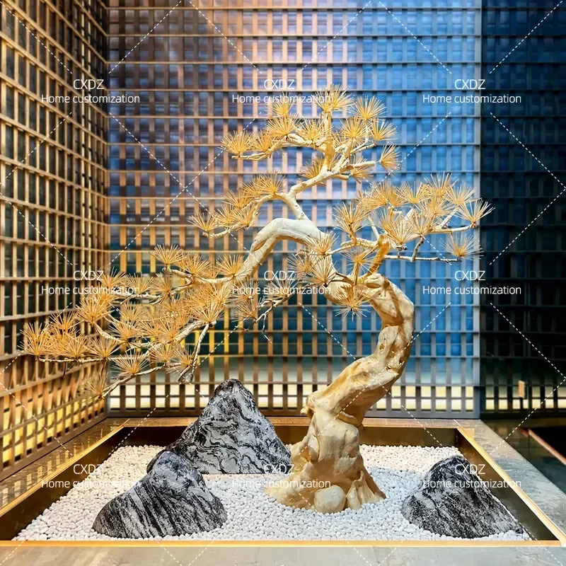Simulated welcome pine root carving modeling tree villa hotel landscape landscaping fake tree toothpick pine soft decoration