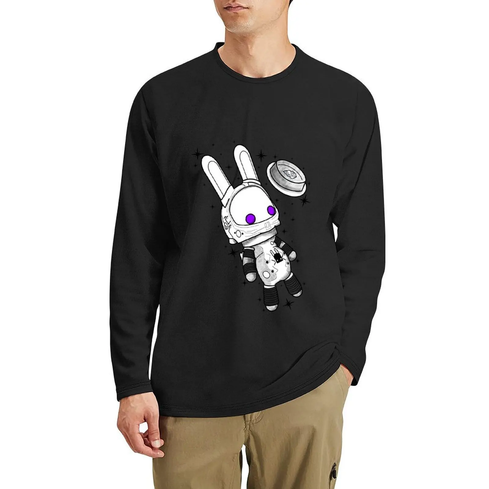 Space Bunny Long T-Shirt cute tops aesthetic clothes tops plain t-shirt Men's t-shirts