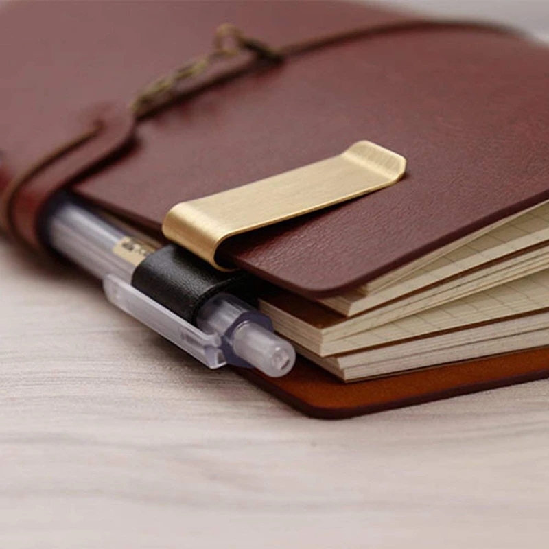 Pen Loop de couro com aço inoxidável, Travel Notebook Holder, 4 Pack