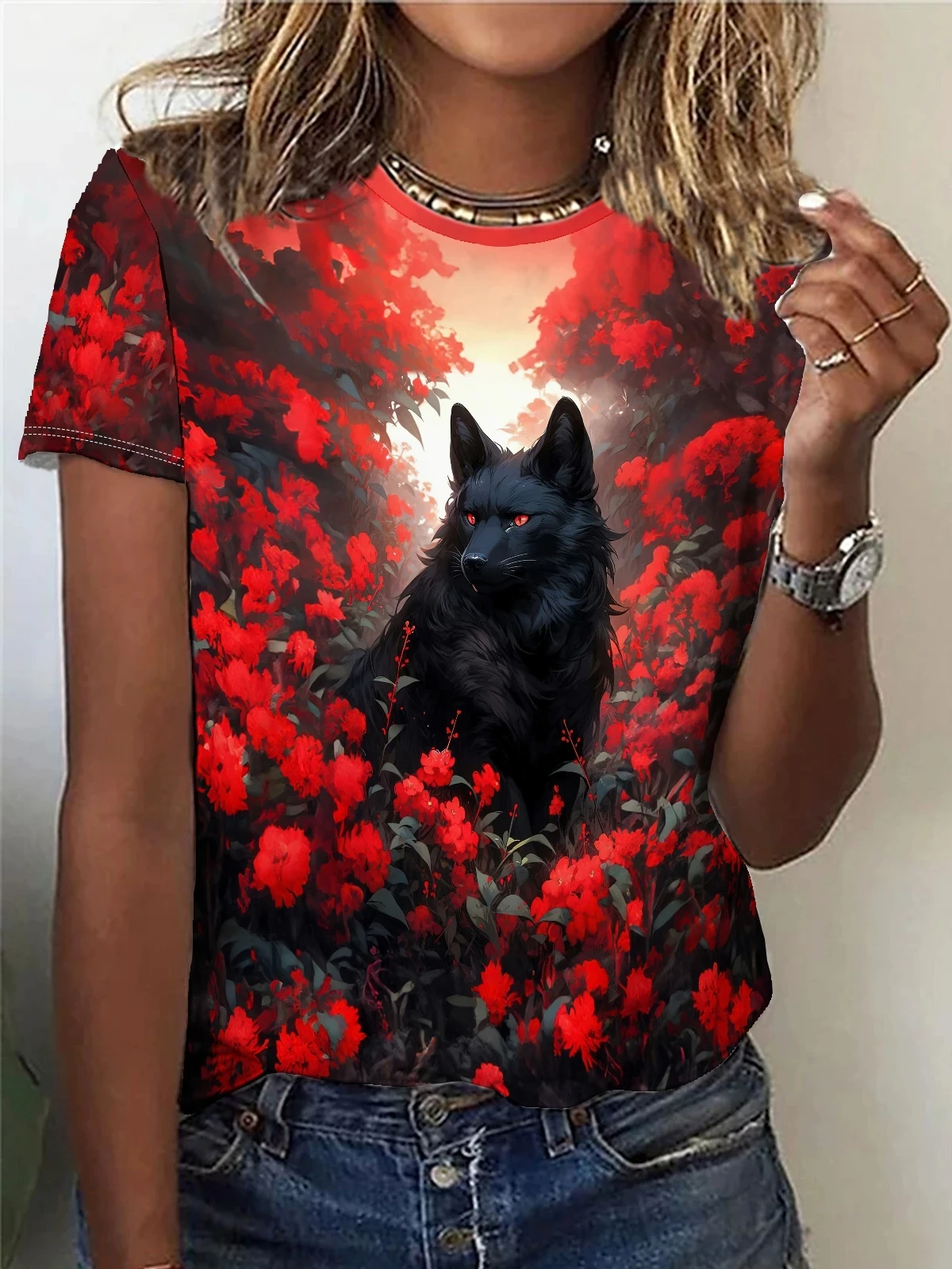 Summer Animals Lion Tiger Wolf 3D Print T-shirts Women Streetwear Fashion Y2k Short Sleeve T Shirt O-neck Tees Tops Clothing