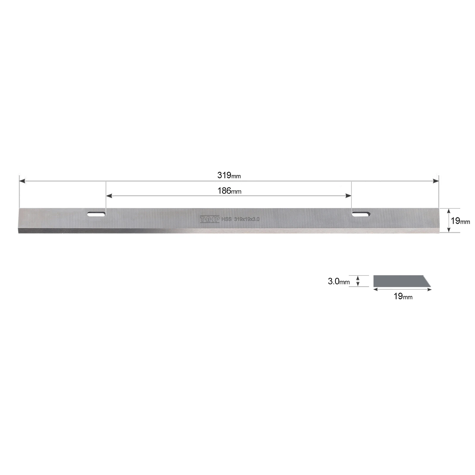 TASP HSS espessura plaina lâmina, Dewalt DW733 tipo 2, Stanley SPT18, madeira plaina faca, 320x19x3mm