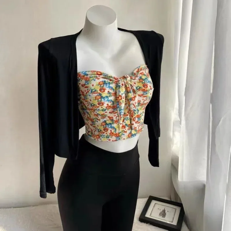 Bolero de sombreamento solar respirável para mulheres, cardigans estilo coreano, xale feminino que combina tudo, tops modais chiques, ombros sólidos, novo