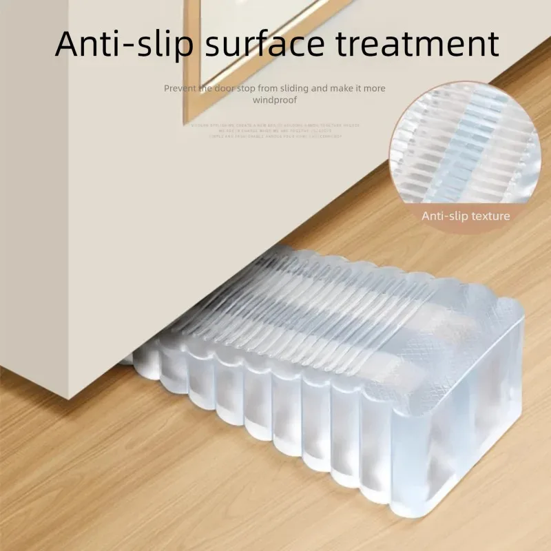 سدادة باب مقاومة للرياح بدون ثقب، سدادة باب سيليكون إبداعية، إسفين باب أمان منزلي، بطاقة باب مضادة للقص #3