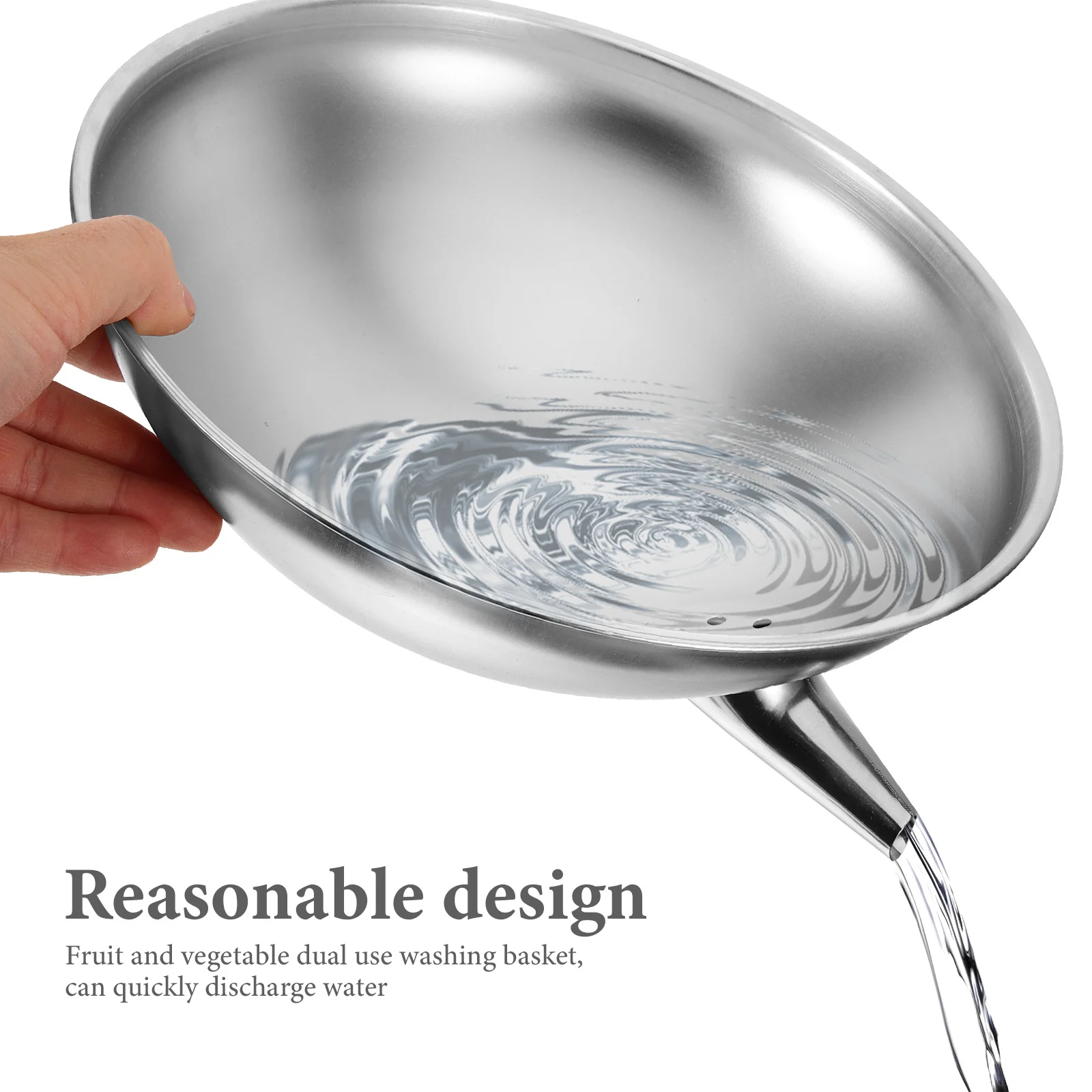 

Large Draining Bowl Vegetable Washing Basket Stainless Steel Fruit Strainer Wear Resistant Kitchen Drain Container