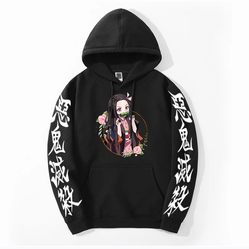 Demon Slayer Anime Japan Cartoon 2024 Autumn Winter Men Harajuku Fitness Sweatshirts Hoodies Nezuko Oversized Thick Streetwear