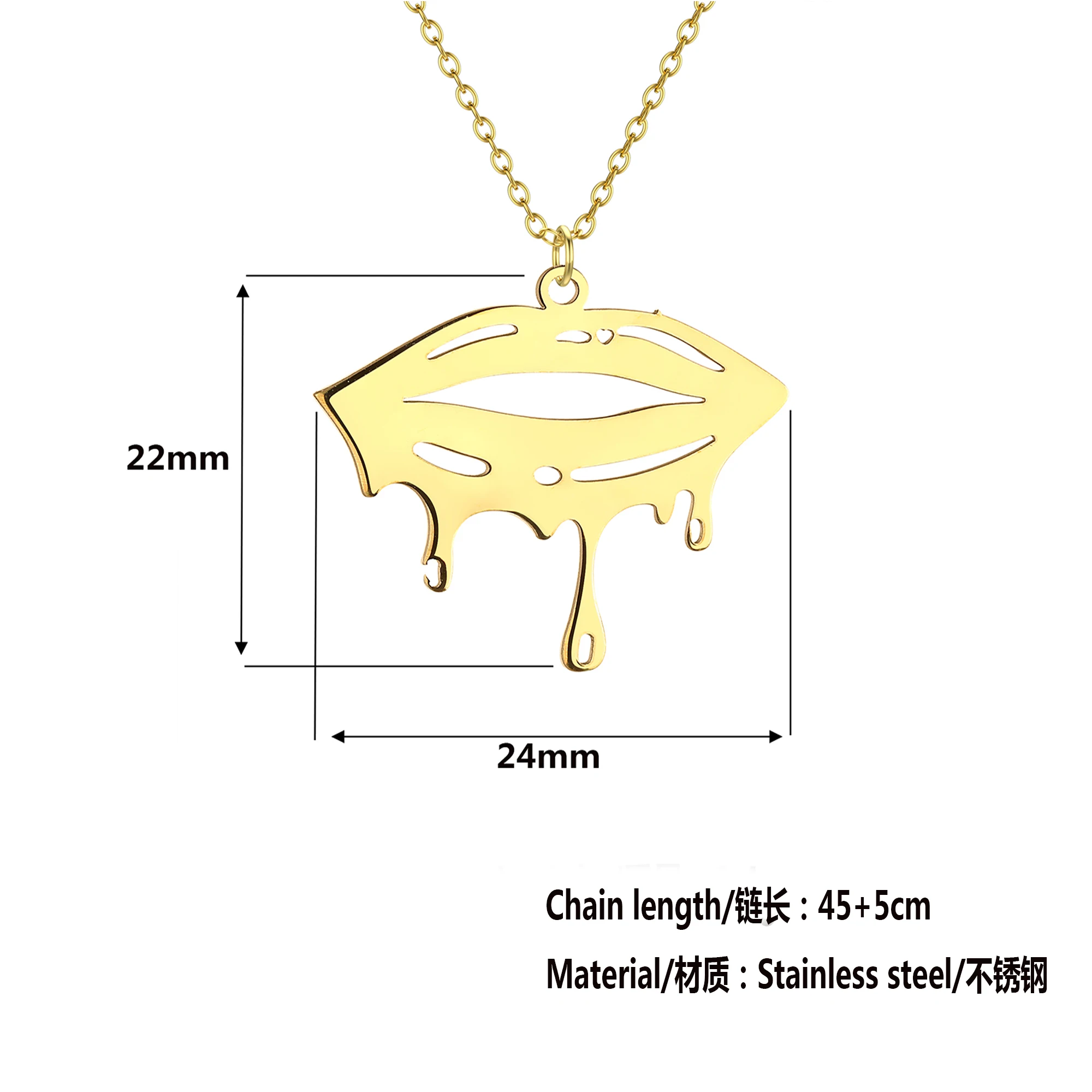Kinitial Make-up Artist Lip Stainless Steel Necklace For Women Minimalist Jewelry Pendant Sexy Necklace Gift