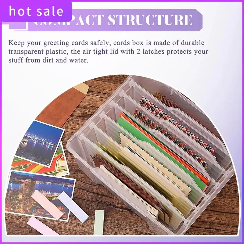 LICG-Greeting Card Organizer & Storage Box With 6 Adjustable Dividers For Holiday Birthday Get Well Cards Photos, Crafts Ect.