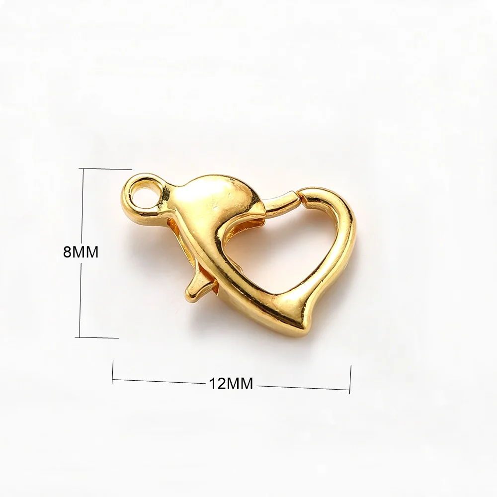 12MM 20PCS Gold Peach Heart Lobster Buckle Bracelet Connection Buckle Alloy Buckle DIY Handmade Jewelry Luggage Making Accessori