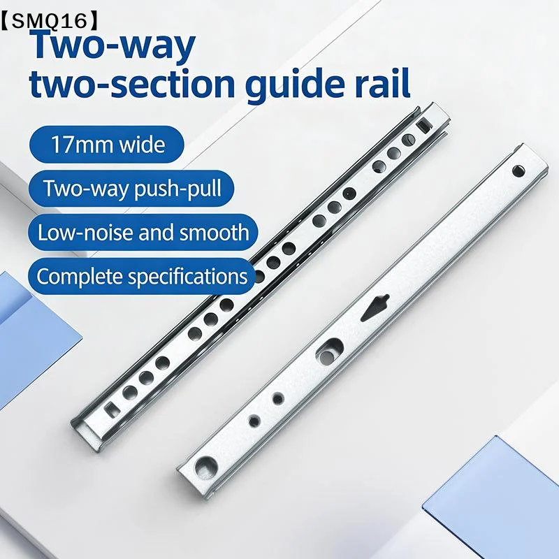 2Set Smooth Glide Bearing Drawer Slides 17mm Wide Two Way Slide Drawer Glides 8