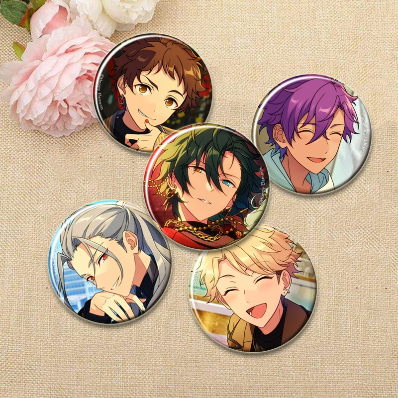 Cartoon Style Badge Anime Ensemble Stars Brooches on Backpack Clothes Handmade Round Enamel Pins for Jewelry Gifts Accessorys