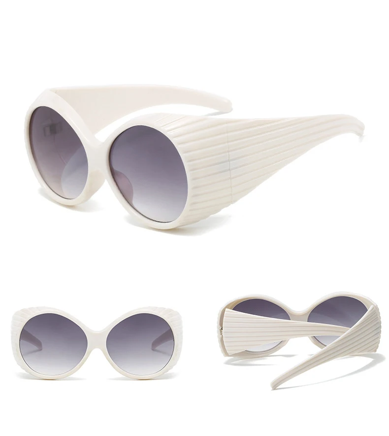 56971 übergroße ovale Brille Frauen Trend Schutz Sonnenbrille Farbverlauf Farbe Retro Sonnenschutz Spiegel Mode Streifen Farben uv400 – Detail 14
