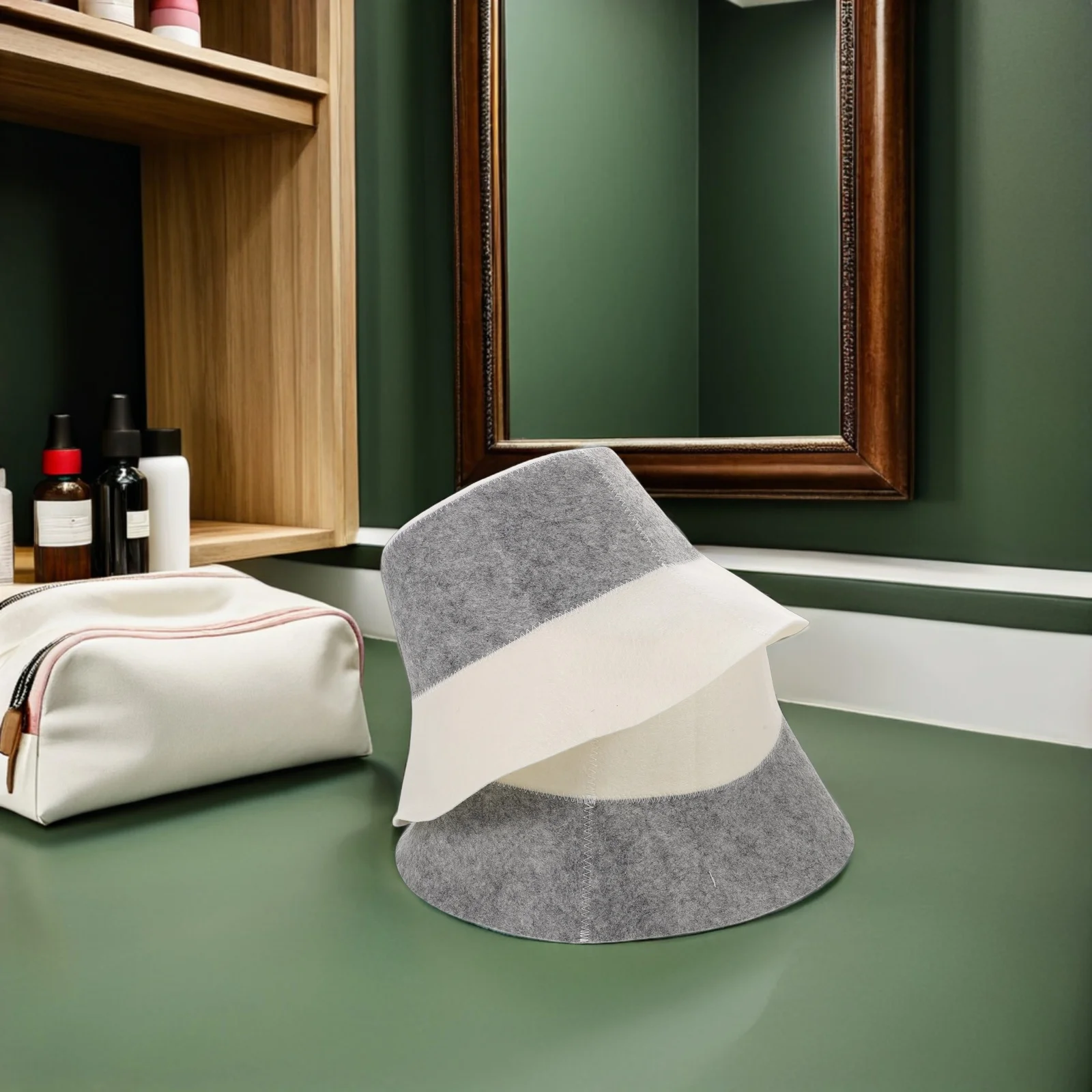 

2Pcs Wool Felt Sauna Hat Hair Protector Bath Cap Russian Banya Accessories Heat Resistant Sauna Hair Spa Cover Unisex