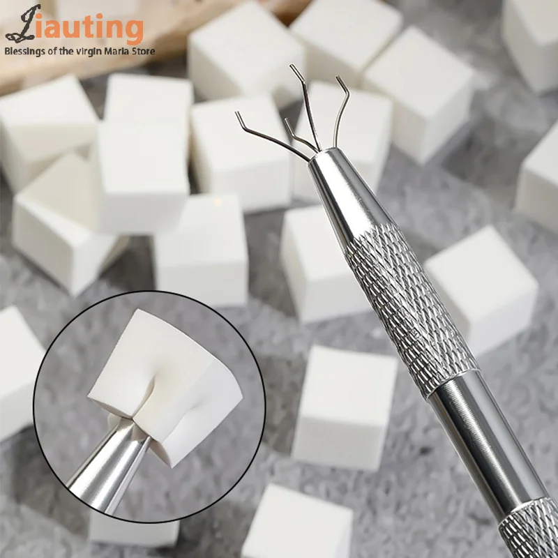 Nail Sponge Gripper Clips Nail Art Sponge Square Sponge Grab Clip Gradient Smudged Tools Stainless Steel Four-claw Sponge Clips