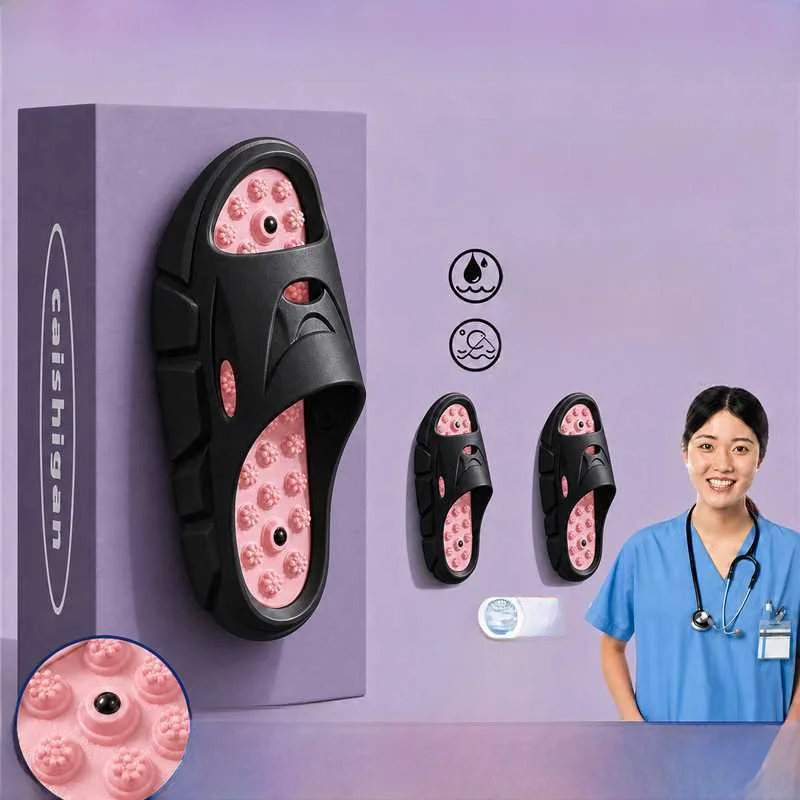 Anti-Slip Odor-Resistant Women's Flat Sandals Pressure Point Slippers Foot Massage Slippers Comfortable PVC Material Summer S... image 4