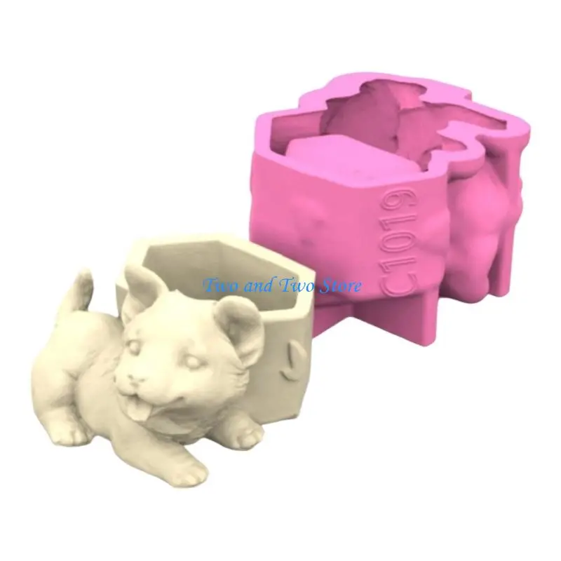 

HX6F Прекрасные собачьи цветочные горшки Силиконовая плесень цементная штукатурка