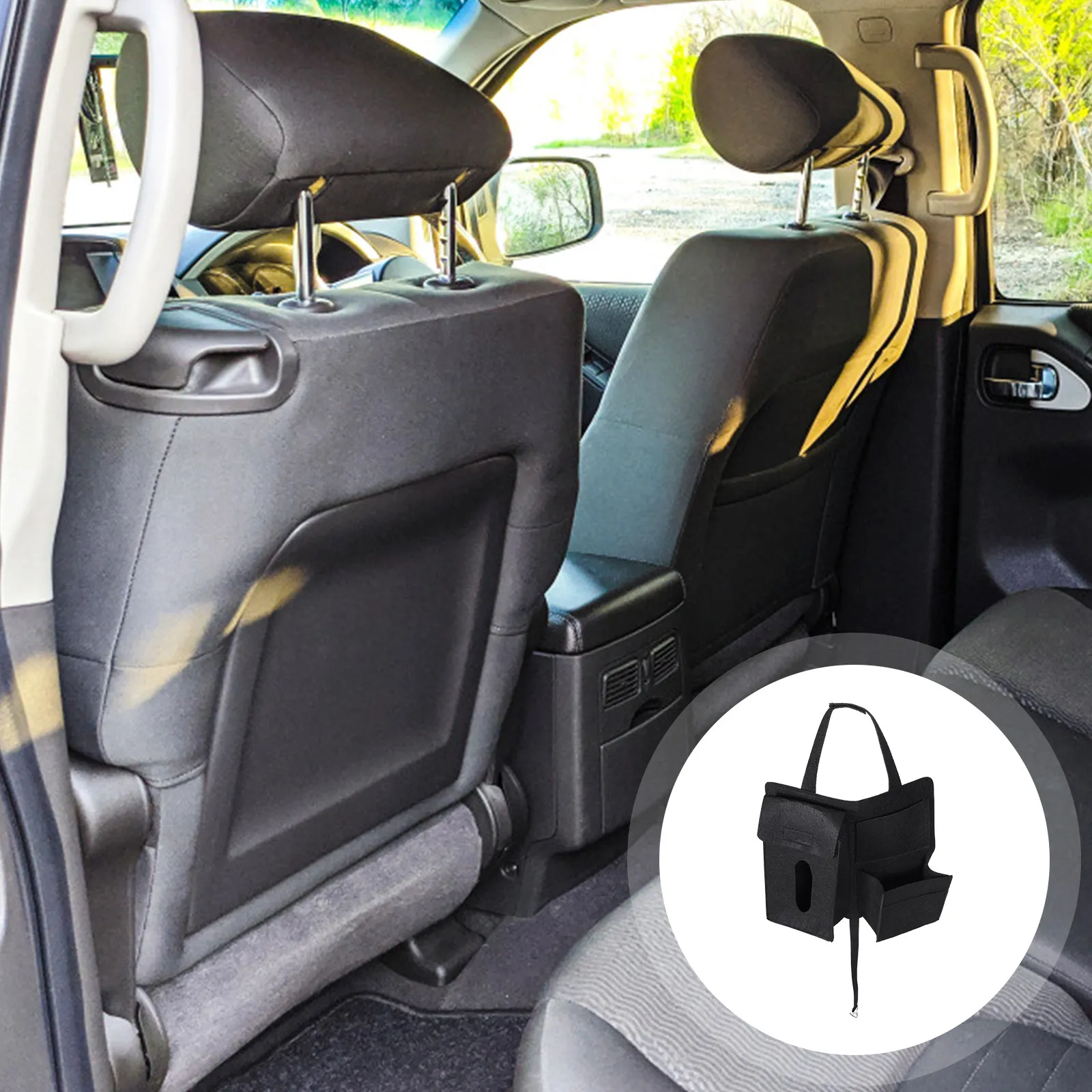 

2Pcs Backseat Car Organizer Wear-Resistant Felt Hanging Storage Bag Organizes Phones Tissues Snacks Bottles Enhances Interior