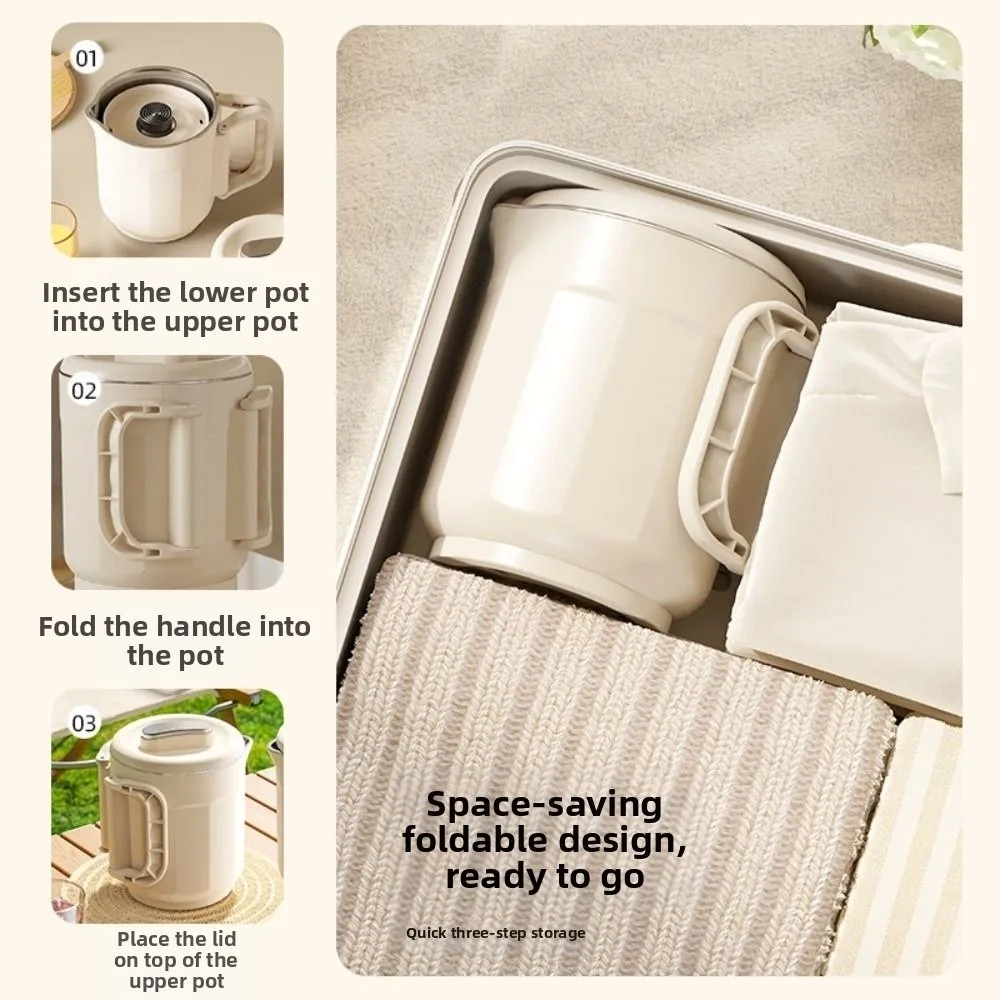 

Upgraded New 800ml Electric Kettle 304 Stainless Steel Foldable Mini Kettle Portable Detachable Small Heater Travel