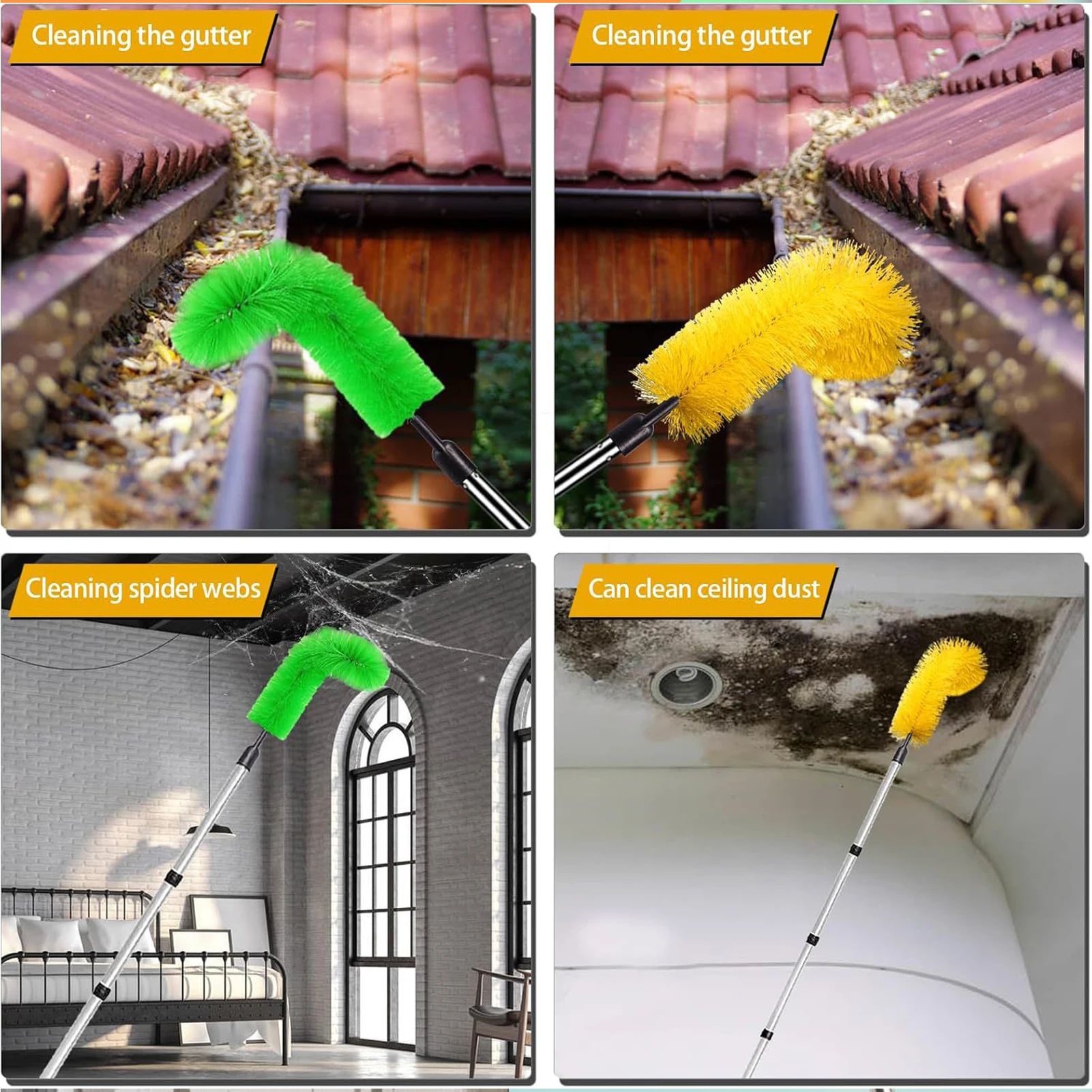 Convenient Gutter Cleaner Set With Durable Aluminum Tubes And Adjustable Length Durable And Sturdy Gutter Cleaning Tools