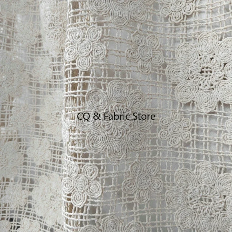 Cotton Rope Floral Embroidered Lace Mesh Fabric Lace Diy Dress Decorative Sewing Fabric By The Yard Designer Fabric