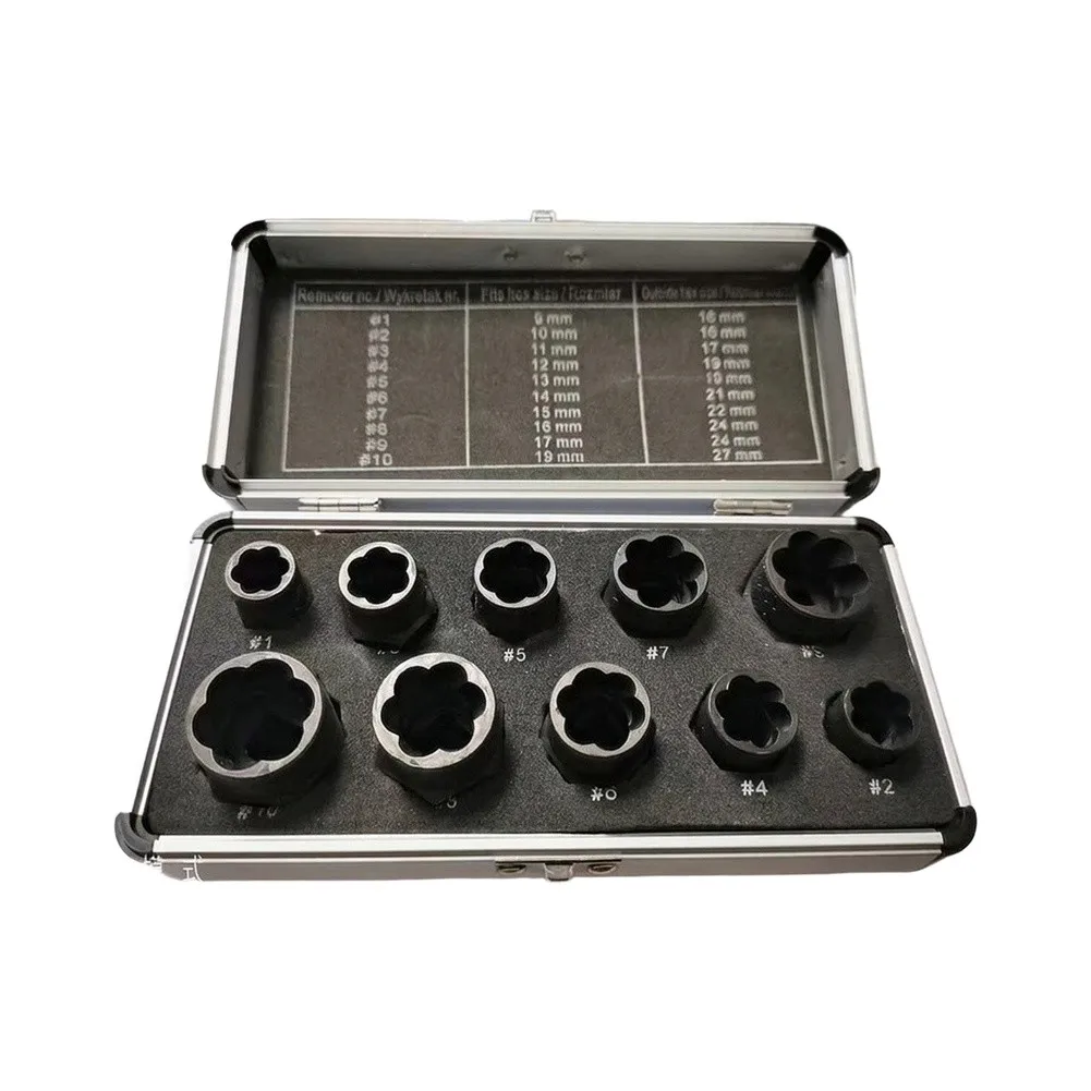 10Pcs Damaged Fastener Extractor Socket Kit Broken Nut Bolt Remover Practical Slip‑off Screw Taking‑out Tool For Auto Repair