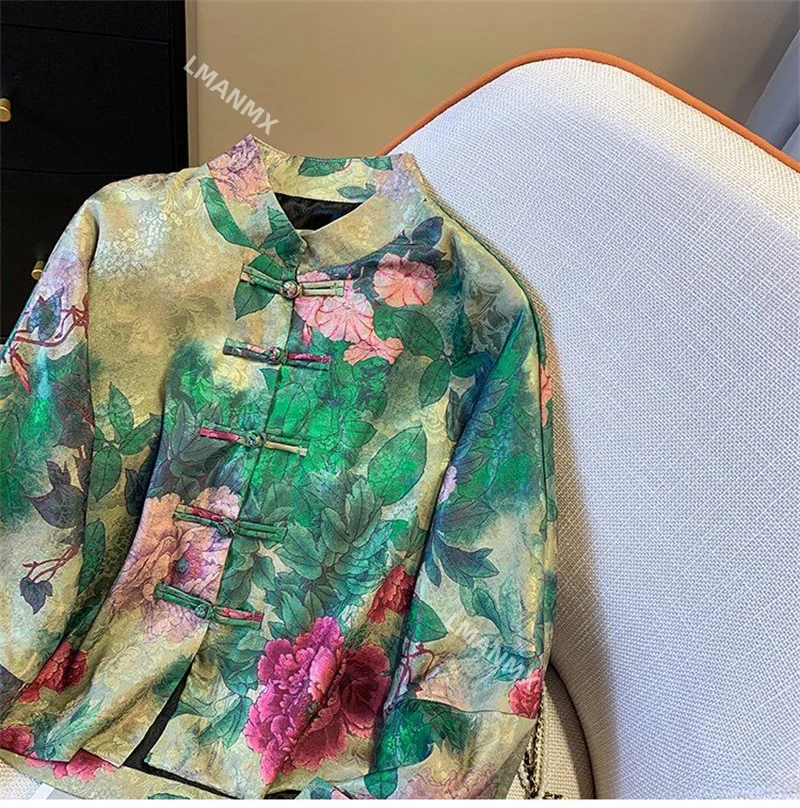 New Women's Jacket Outerwears  Chinese Light National Wind Jacquard Jacket Women's Spring Tang Suit Buckle High-end Retro Coat