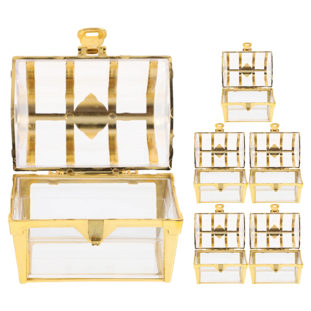 

6 Pcs Candy Box Rings Storage Case Decorative Boxes Souvenir Plastic Treasure Chests for Weddings Keepsake with Lids