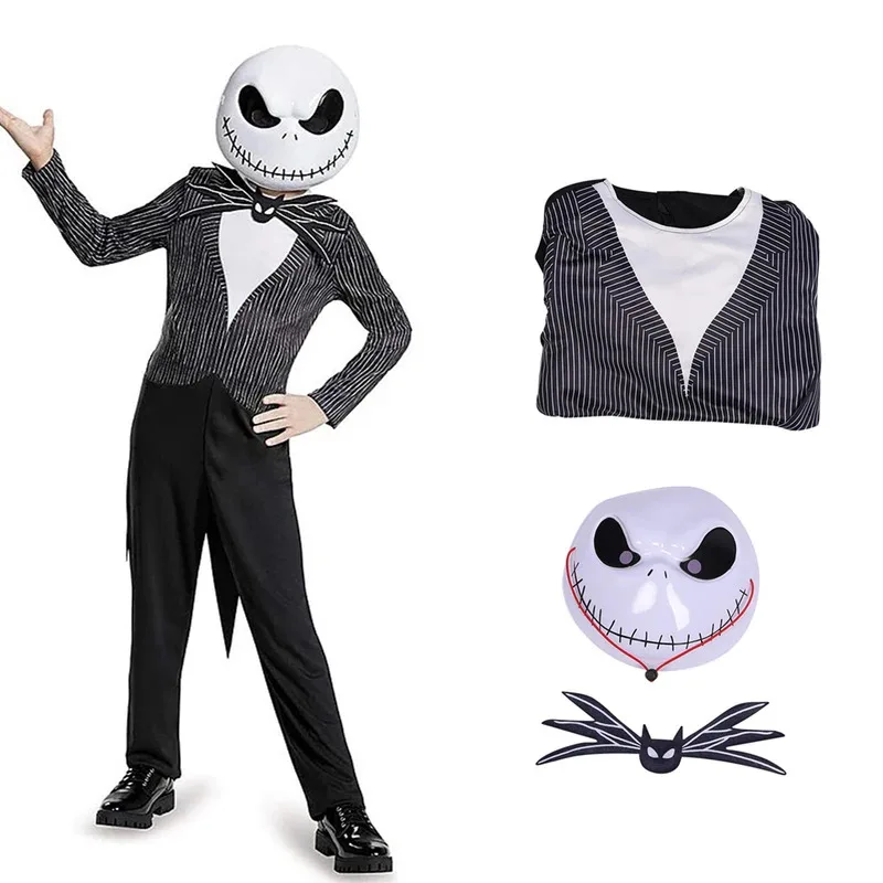 

Child The Nightmare Jack Skellington Cosplay Costume Jack Before Mask Cos Bodysuit Suit Halloween For Boys Girls Kids Christmas