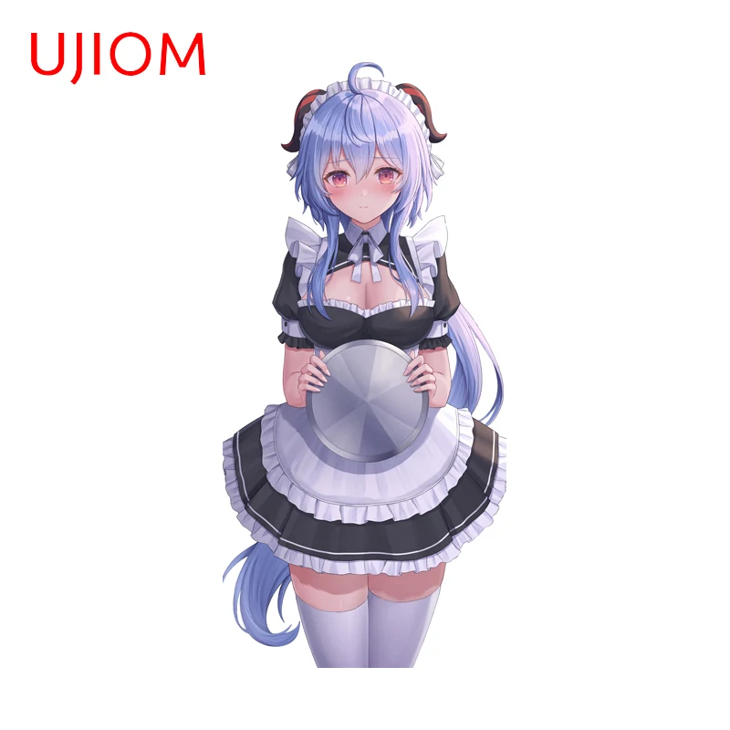UJIOM Genshin Impact Unique Ganyu Wall Sticker Maid Uniform Eye Catching Decal Enchanting Charming Computer Case Wallpapers