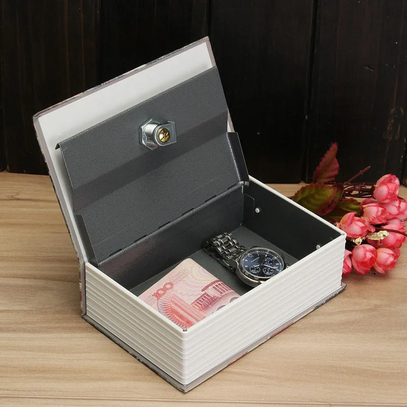 Book Safes Fun Simulation Key Lock Book box Metal Steel Cash Secure Secret Hidden Piggy Bank Storage Box (Size 18*11.5*5.5cm)