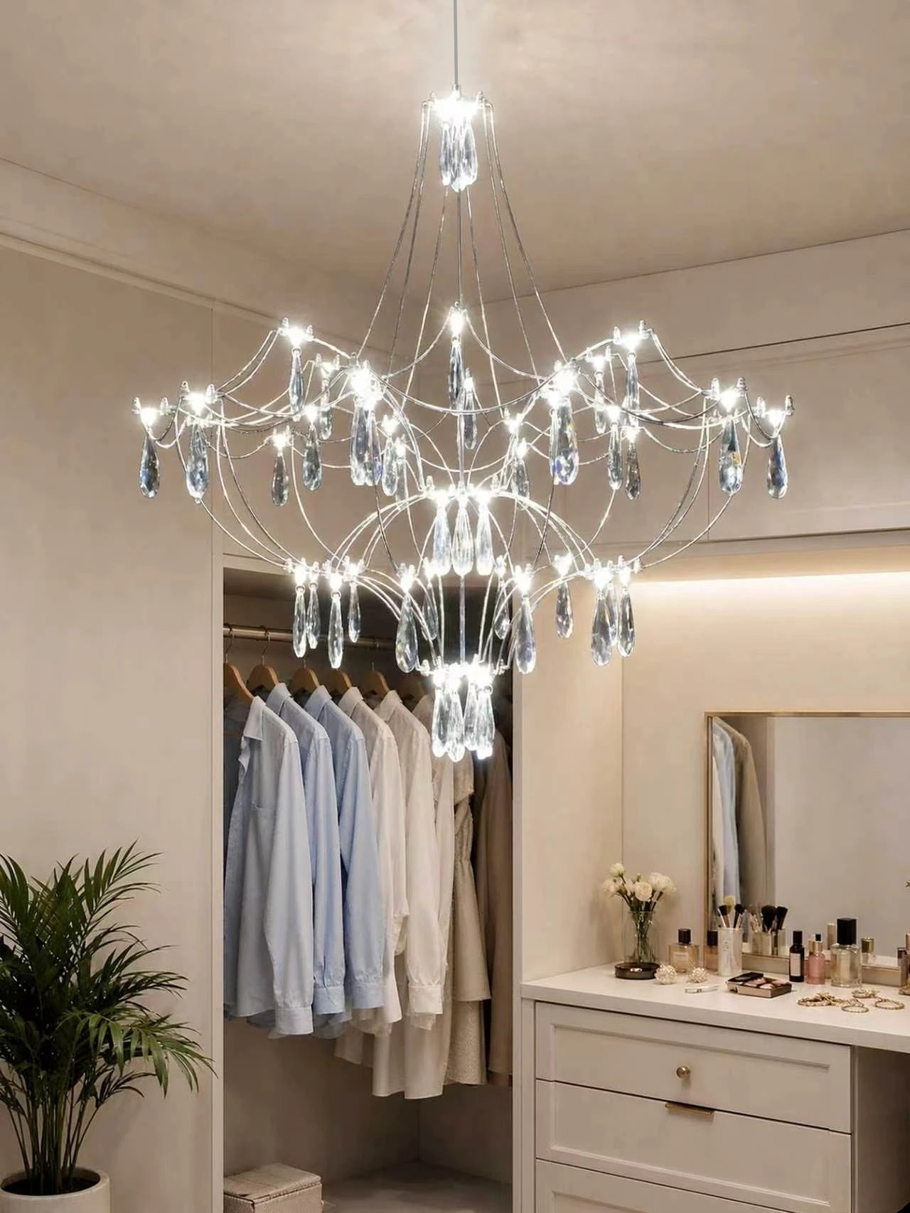 Modern Crystal LED Pendant Light Firefly Lustre Decor Ceiling Hanging Lamp for Living Room Dining Bedroom Suspension Chandelier
