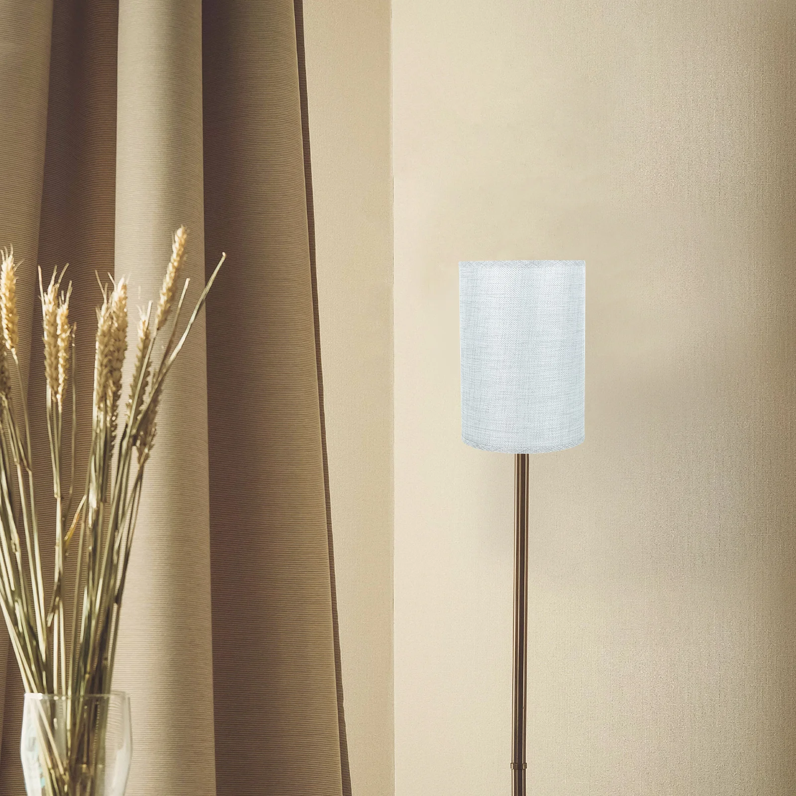 

Round Lamp Bamboo Color Fabric Drum Light Covers Replacement Desk Table Lamps Shades Light Shade Indoor Home Decor