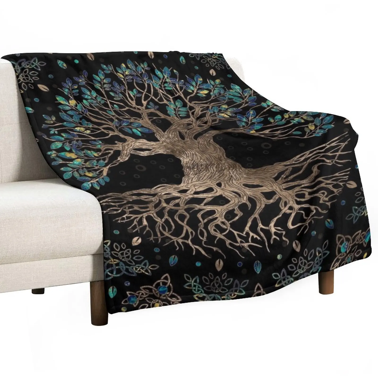 

Tree of life -Yggdrasil Golden and Marble ornament Throw Blanket Thin Blankets Blanket Sofa Hair Blanket Designer Blankets