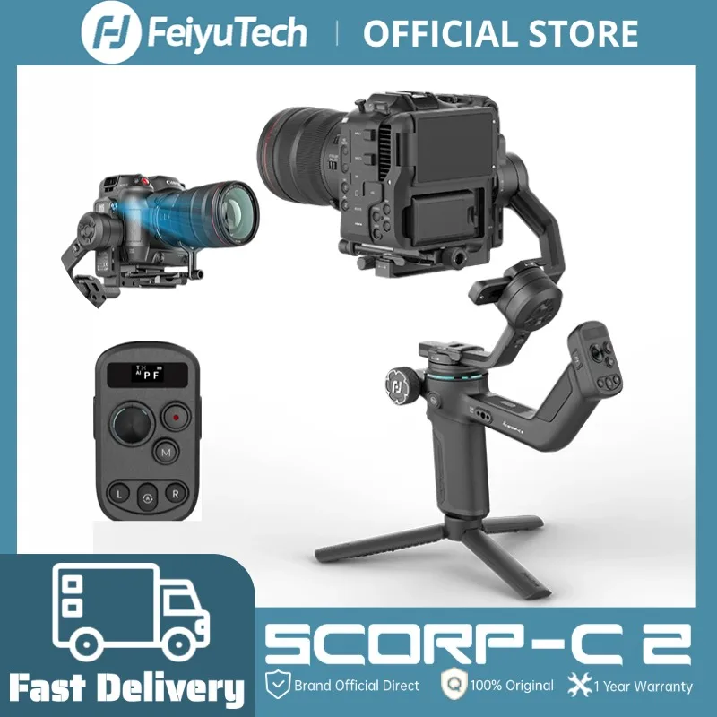 FeiyuTech Official SCORP C2 Camera Gimbal Stabilizer for DSLR Mirrorless AI Tracking Vertical Shooting, 3.5kg Payload SCORP C 2