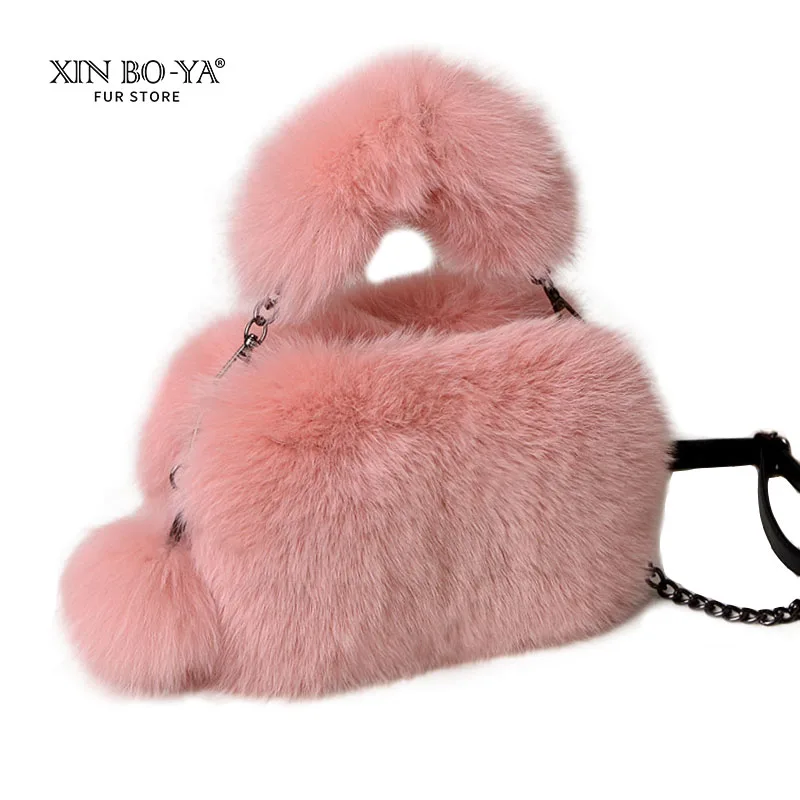 

2024 Winter Fox Fur Bag Women's Bag Fashion Handbag Hand Bag Ladies Bags Purses Women Shoulder Bag Real Fox Fur Messenger Bags