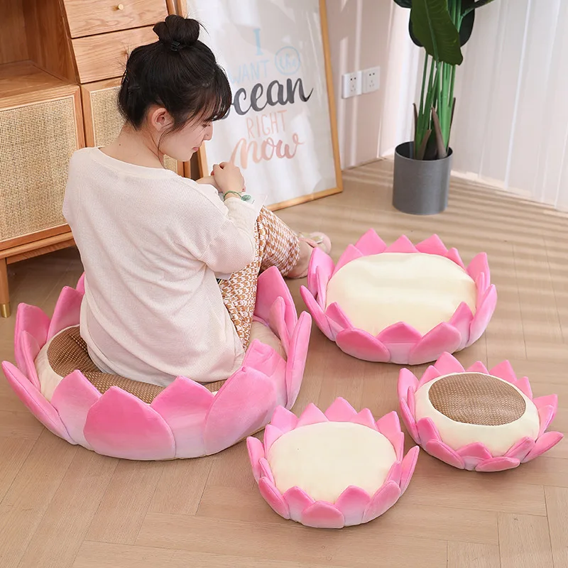 20 ~ 80cm rosa Lotusblume Sitzkissen Stoff Punkt rutsch fest Sommer cool Innen boden Plüsch Kissen Pflanze Dekor Plüsch peluche