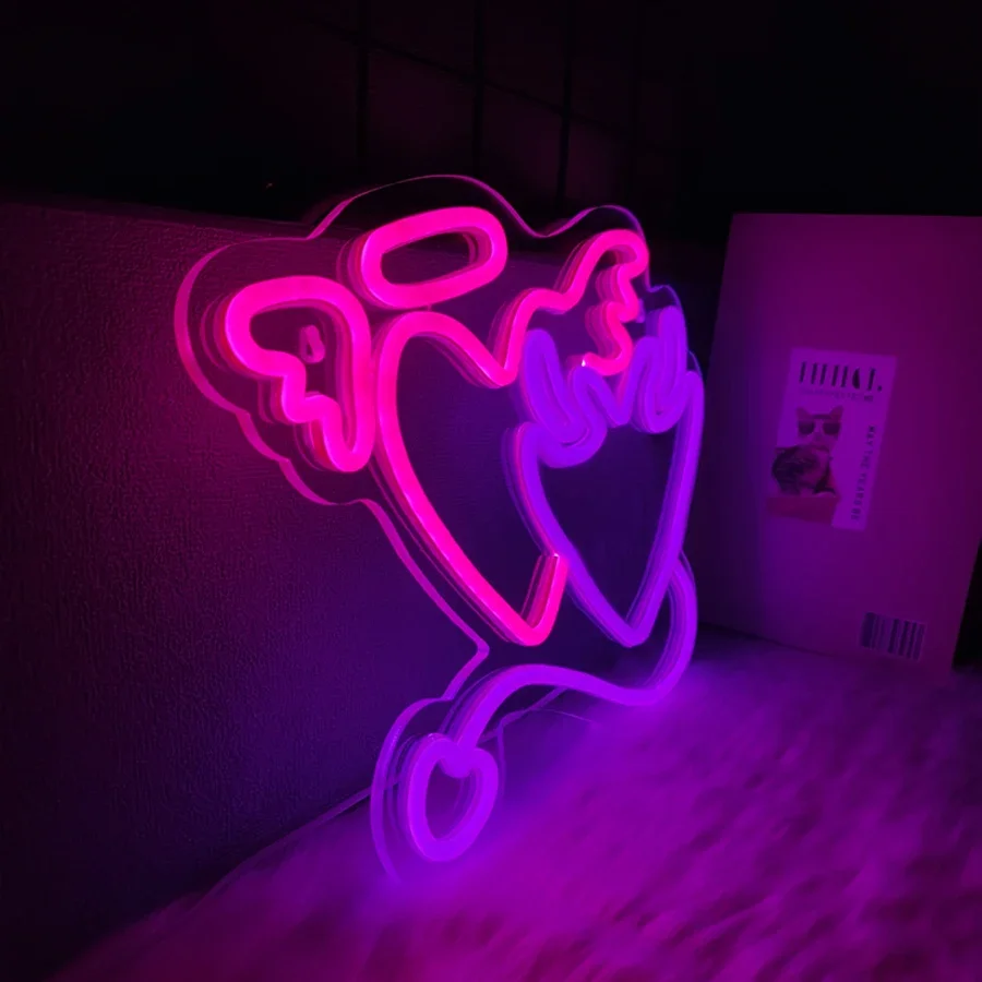 Engel und Teufel Animation für Schlafzimmer Neon Mann Schild Led Icon Wandleuchte Liebe verwendet Game Room Bar Club Neuheit Beleuchtung (neu) Lichter