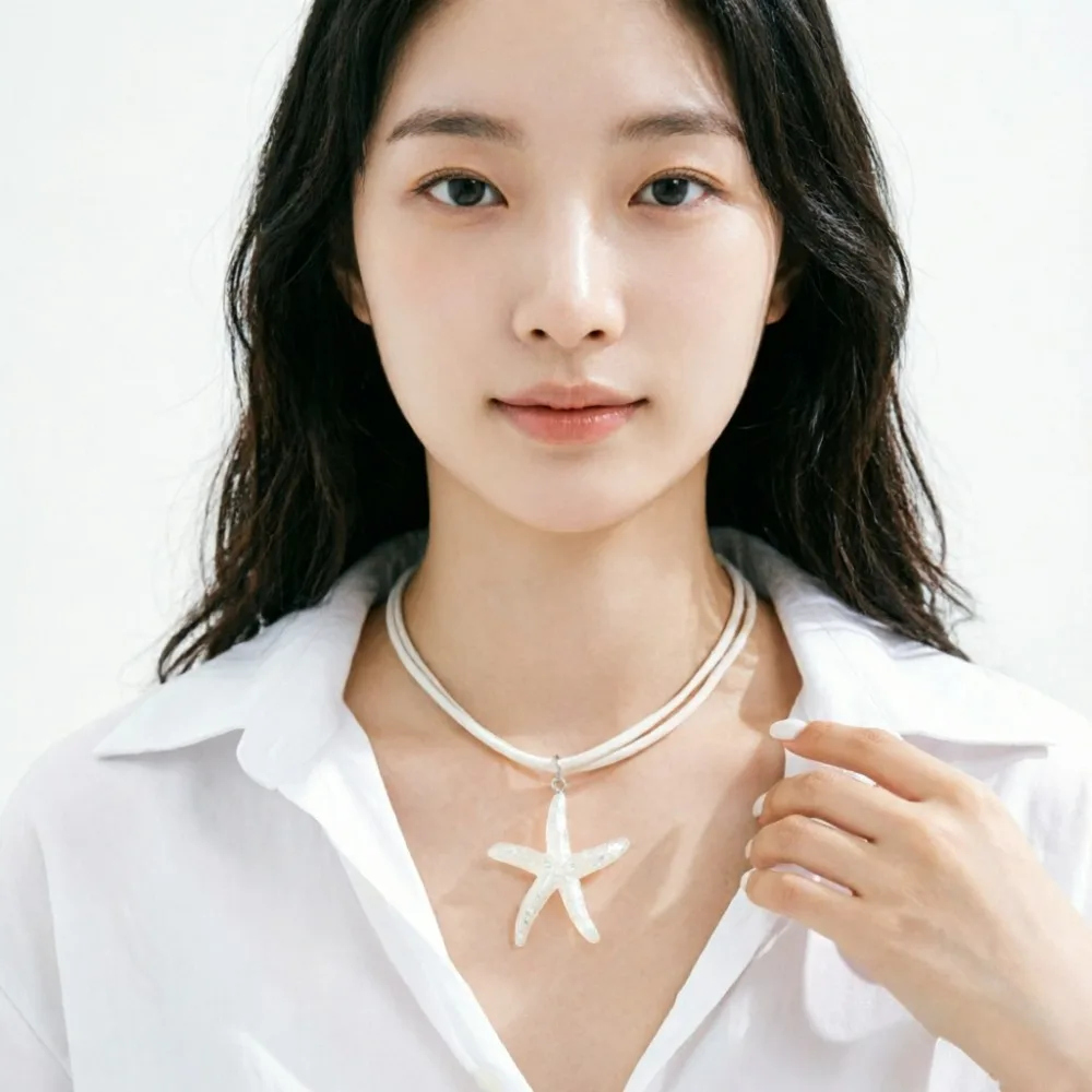 Boho Multi layered Creative Rope Chain Chokers White Blue Starfish Pendant Necklace for Women Fashion Beach Jewelry Accessories