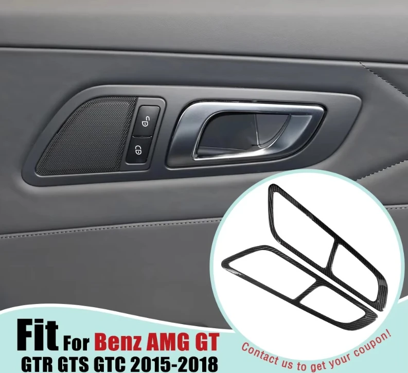 for GT GTS GTR C190 R190 2015-2018 Carbon Fiber Interior Door Handle Panel Frame Cover Car Accessories