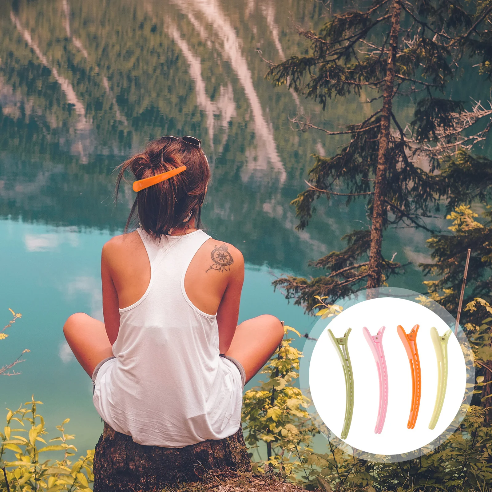 

4Pcs Duckbill Hair Clips Plastic Frosted Glossy Durable Simple Solid Design Party Birthday Christmas Hair Accessories for Women