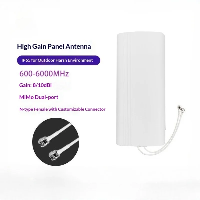 600-6000MHz Dual-Port MiMo Panel Antenna, 4G & 5G Outdoor High-Gain, Compatible with Routers and CPE Devices