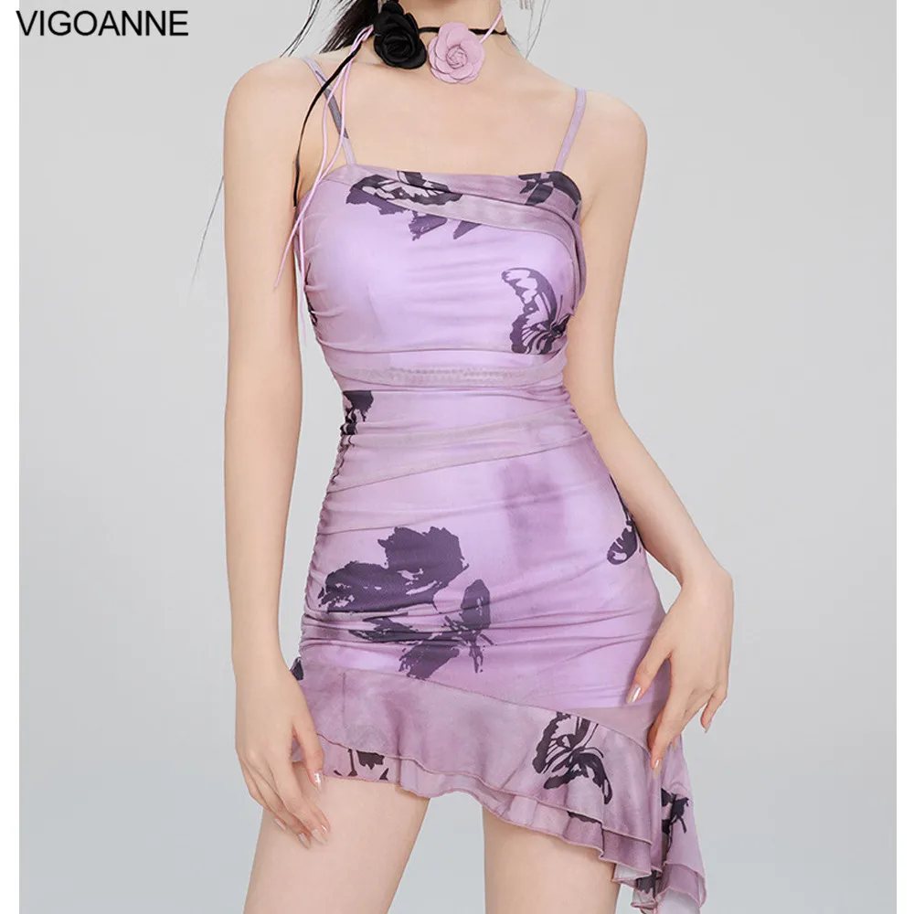 VigoAnne Sexy Purple Verge Dress Swimwear Women 2024 Puah UP One Piece Swimsuit Korean Lady Monokini Backless Beach Bathing Suit