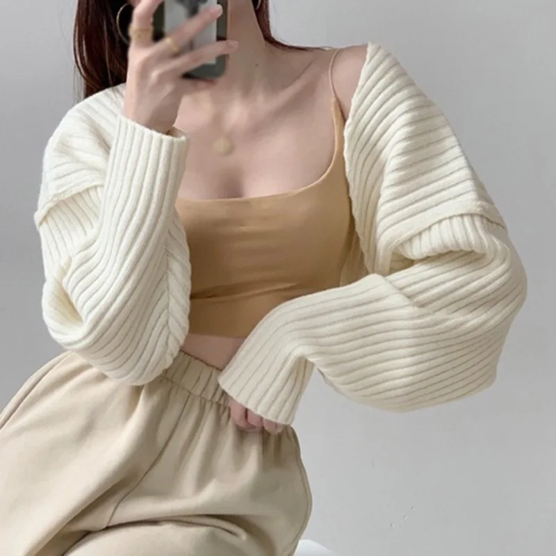 Autumn Winter Women Solid Color Cardigan Casual Loose Knitted Outerwear Female Elegant Long Sleeve Knitwear Lady Chic Streetwear