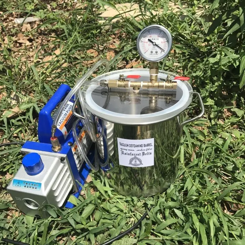 1.6 Gallon SS304 Vacuum Chamber Kit for Stabilizing Wood, DIY Epoxies Vacuum Defoaming Barrel with Vacuum Pump 110V/220V