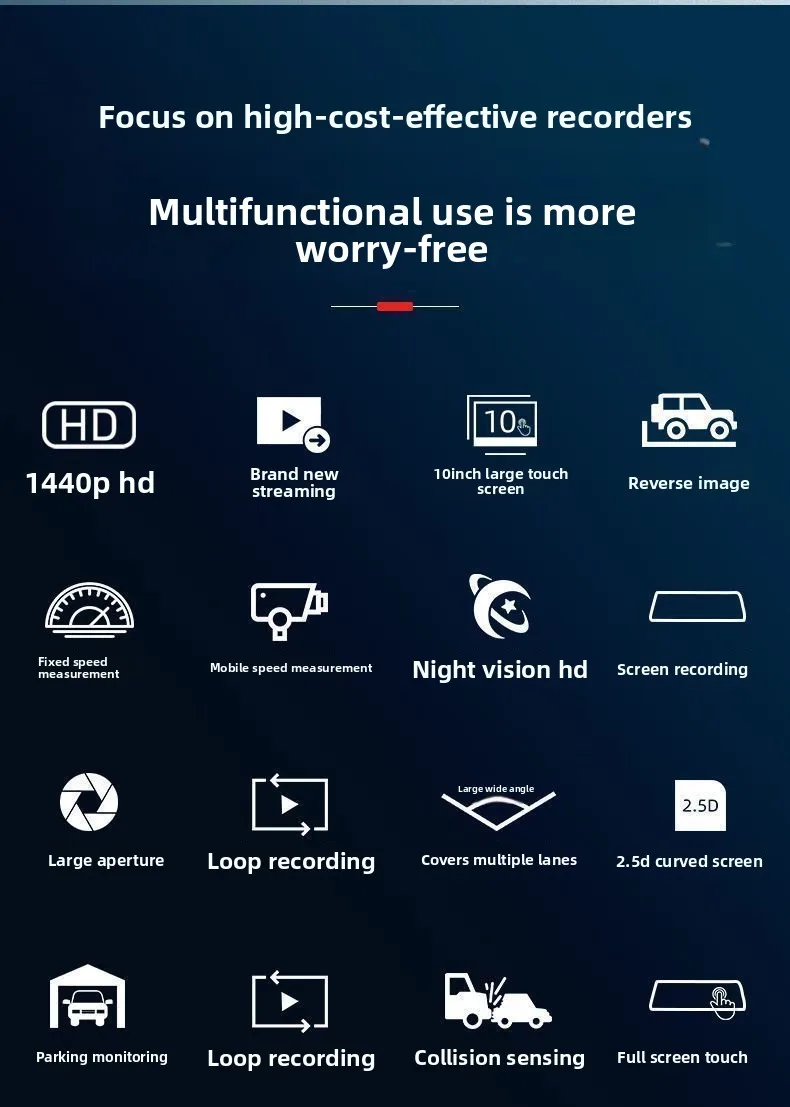 Streaming media rearview mirror high definition driving recorder 2025 new reversing image all-in-one machine multi-function