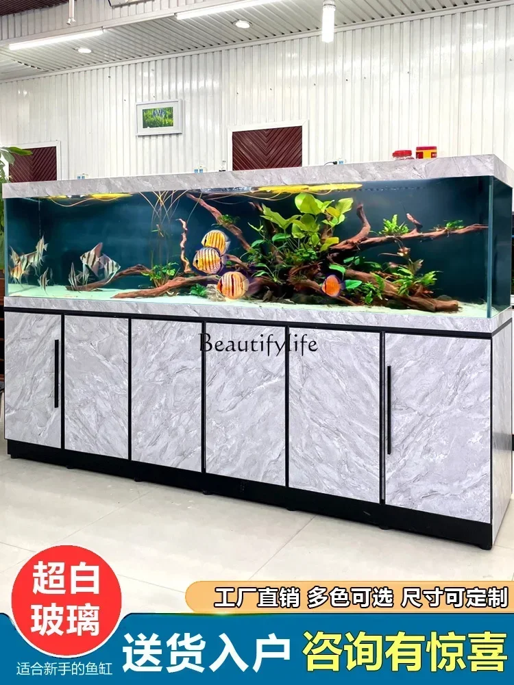 FG-Living Room Floor Super White Glass Bottom Filter Ecological Change Water Filter Screen Fish Tank Aquarium
